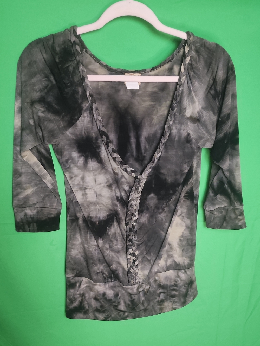 Daytrip Tie-Dye Braided Low-Cut Top Size Medium Gray Black